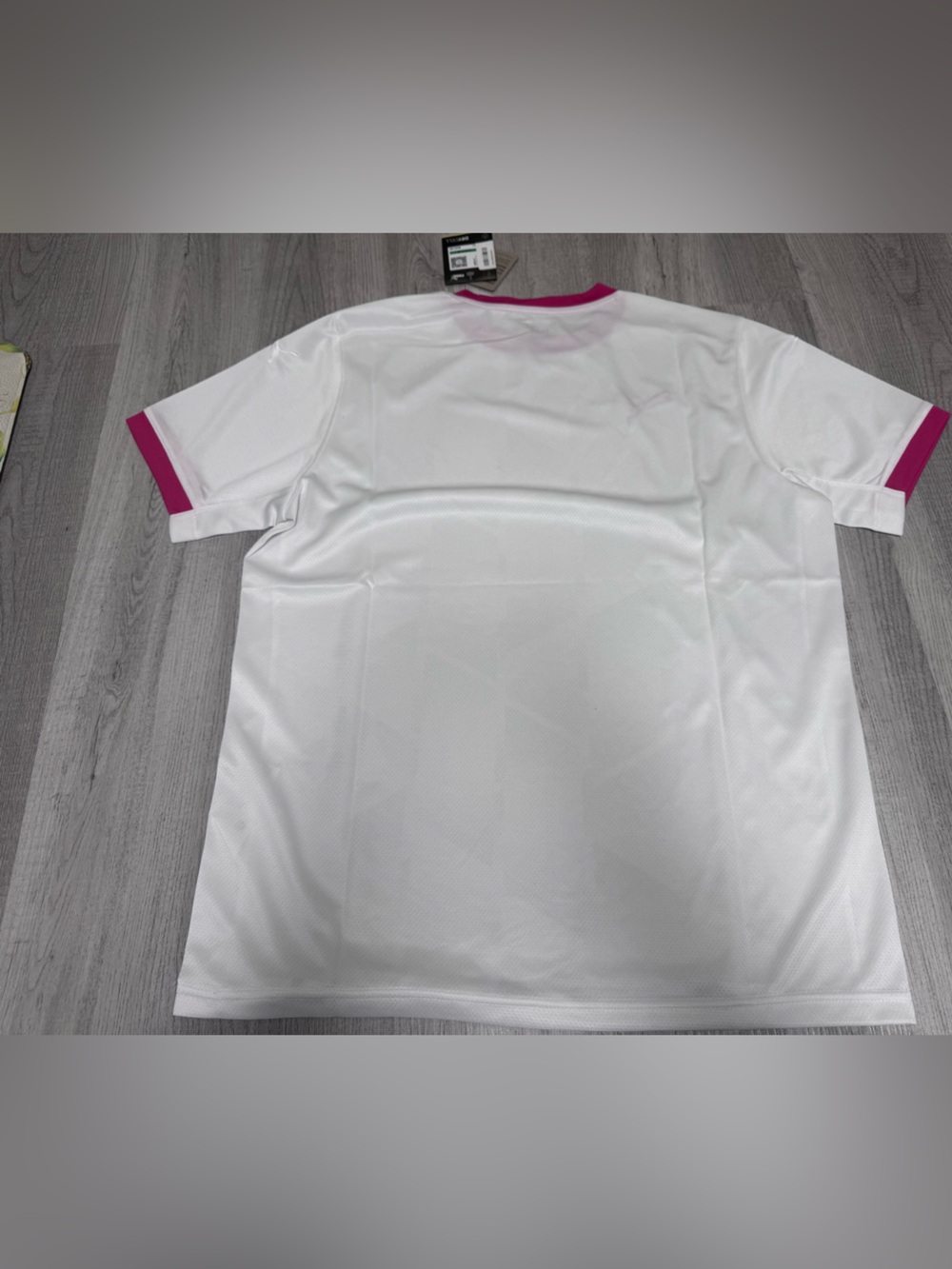 Puma White and Gray Soccer Jersey with Pink Trim - Picture 8 of 9